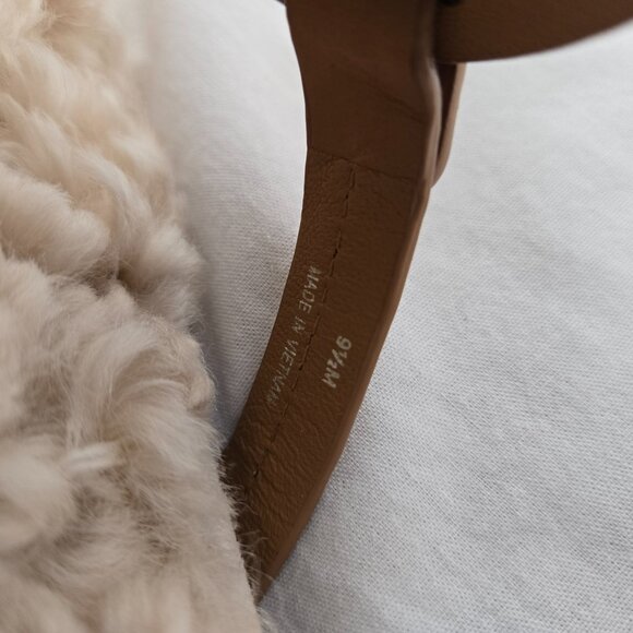 TORY BURCH Caramel MILLER CLOUD Shearling Leather Thong Slip-On Sandal Size 9.5M - Picture 16 of 17